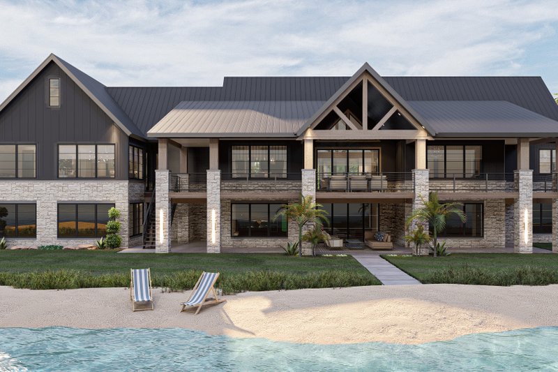 House Design - Exterior - Rear Elevation for Beach House Plan #455-311 - 4 bed, 3.5 bath