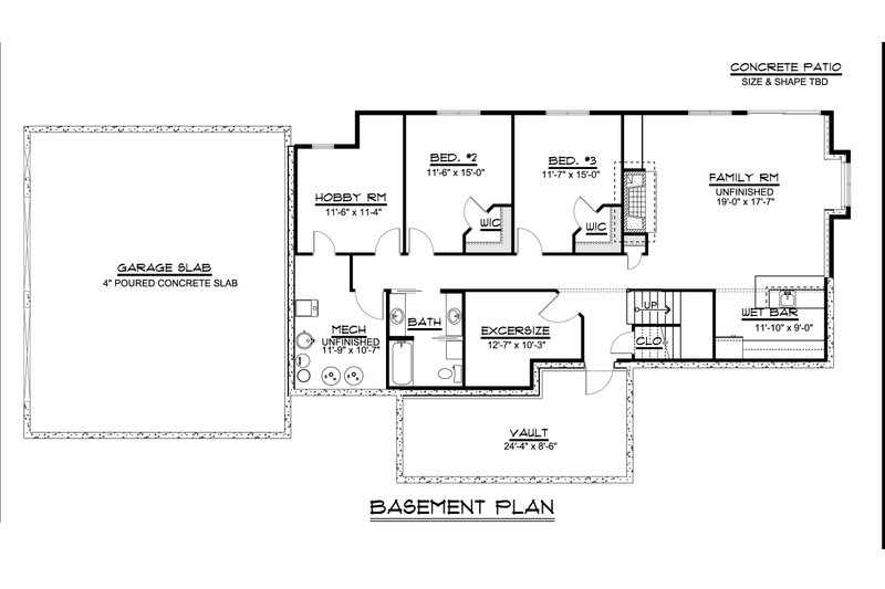 Architectural House Design - Floor Plan - Lower Floor for Barndominium House Plan #1064-31 - 1 bed, 1.5 bath