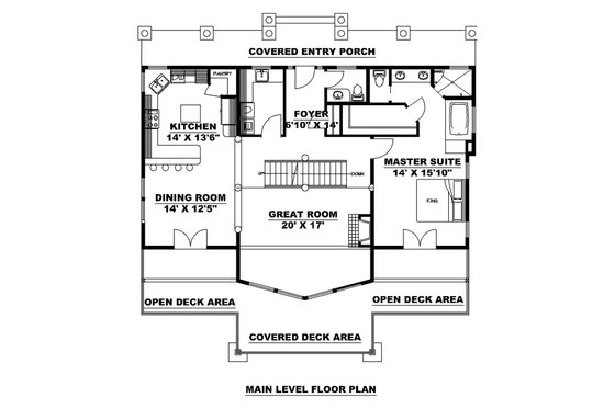 Floor Plan - Main Floor for Craftsman House Plan #117-886 - 3 bed, 2.5 bath