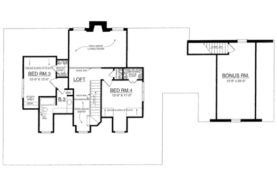 Floor Plan - Upper Floor 1 for Country House Plan #40-340 - 4 bed, 3 bath