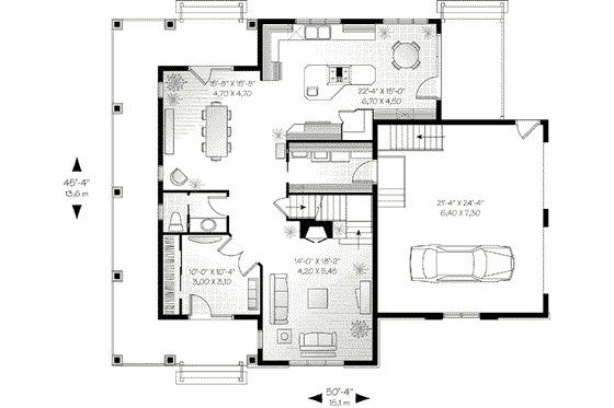 Floor Plan - Main Floor for Country House Plan #23-589 - 3 bed, 2.5 bath