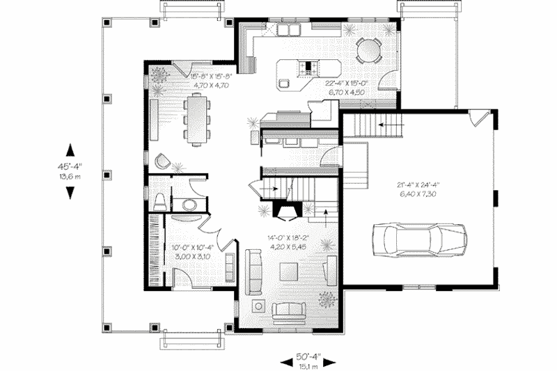 Dream House Plan - Floor Plan - Main Floor for Country House Plan #23-589 - 3 bed, 2.5 bath