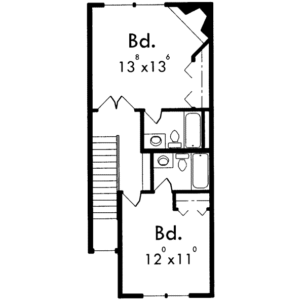 Traditional Floor Plan - Upper Floor Plan #303-372