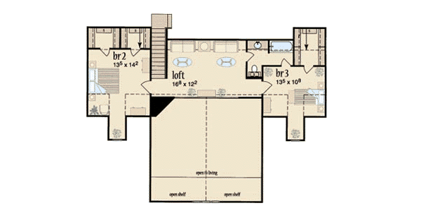 Traditional Floor Plan - Upper Floor Plan #36-218