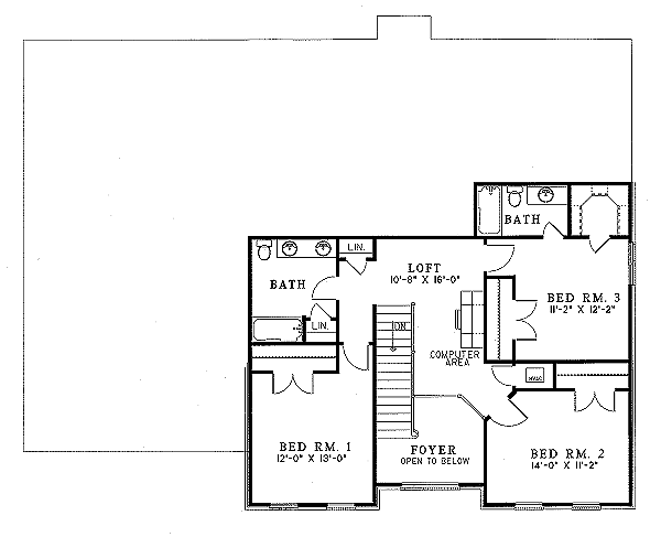 Traditional Floor Plan - Upper Floor Plan #17-213