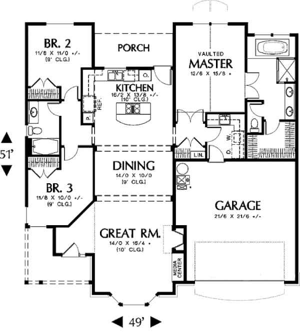 House Plan Design - Farmhouse Floor Plan - Main Floor Plan #48-274