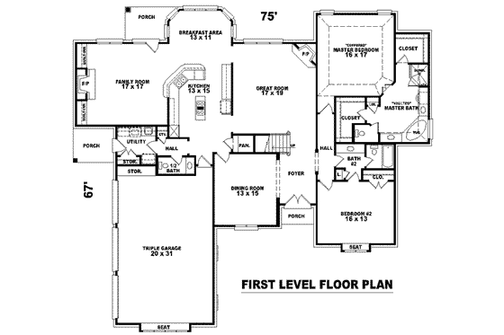 Floor Plan - Main Floor for European House Plan #81-1291 - 5 bed, 4 bath