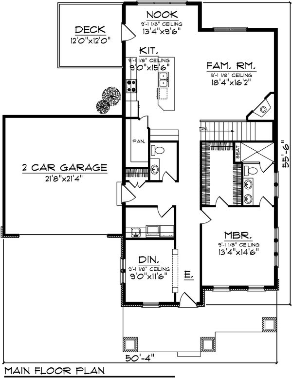 House Plan Design - Craftsman Floor Plan - Main Floor Plan #70-1021