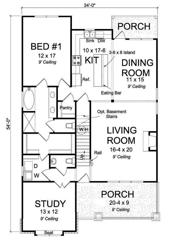 Craftsman Floor Plan - Main Floor Plan #513-2169