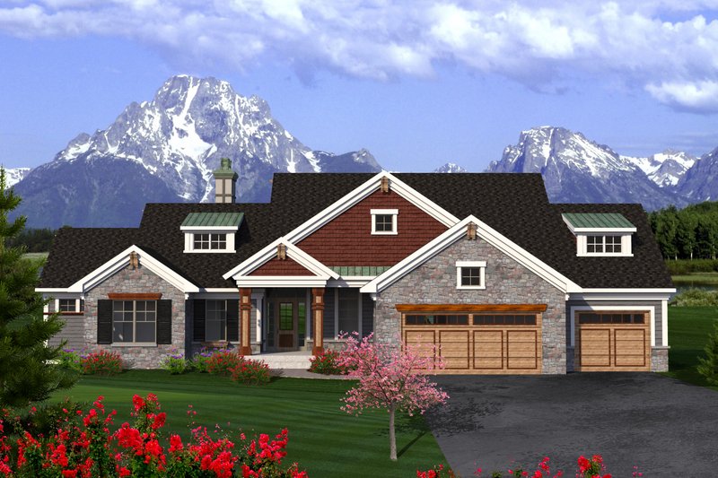 Architectural House Design - Ranch Exterior - Front Elevation Plan #70-1198