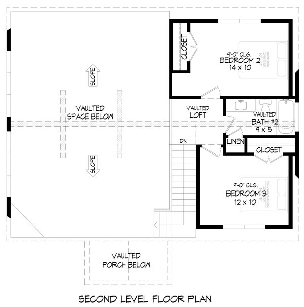 Southern Floor Plan - Upper Floor Plan #932-898