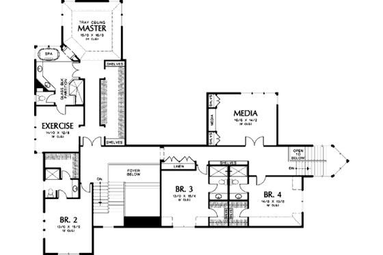 Floor Plan - Upper Floor for Craftsman House Plan #48-356 - 5 bed, 6.5 bath