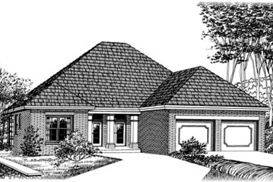 Exterior - Front Elevation for European House Plan #15-137 - 3 bed, 2 bath