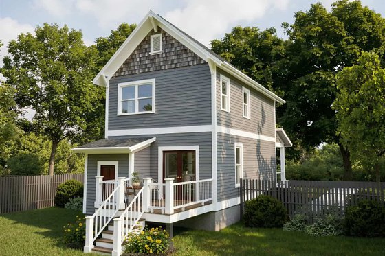 Exterior - Rear Elevation for Craftsman House Plan #79-133 - 2 bed, 2.5 bath