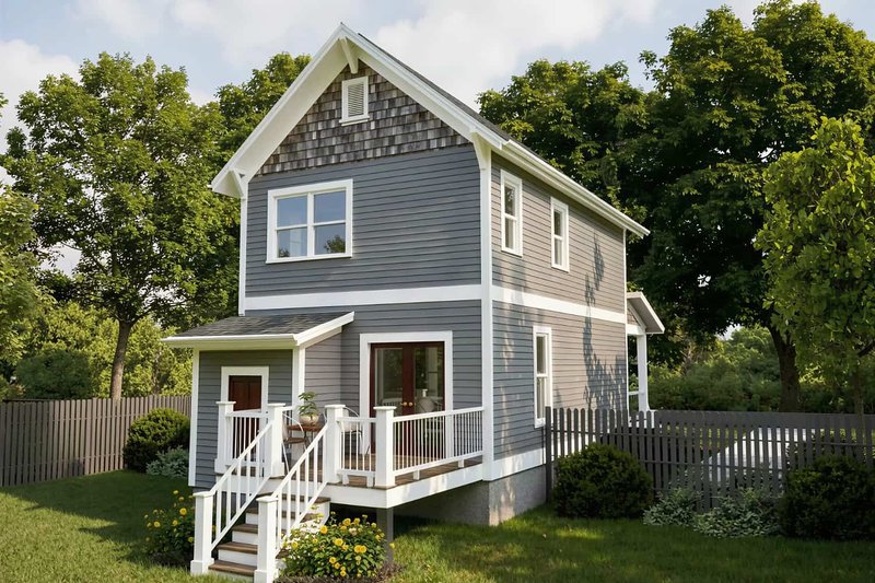 Architectural House Design - Exterior - Rear Elevation for Craftsman House Plan #79-133 - 2 bed, 2.5 bath