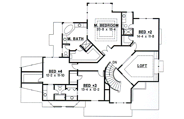 Traditional Floor Plan - Upper Floor Plan #67-593