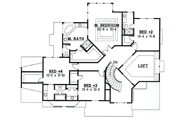 Floor Plan - Upper Floor for Traditional House Plan #67-593 - 4 bed, 3.5 bath