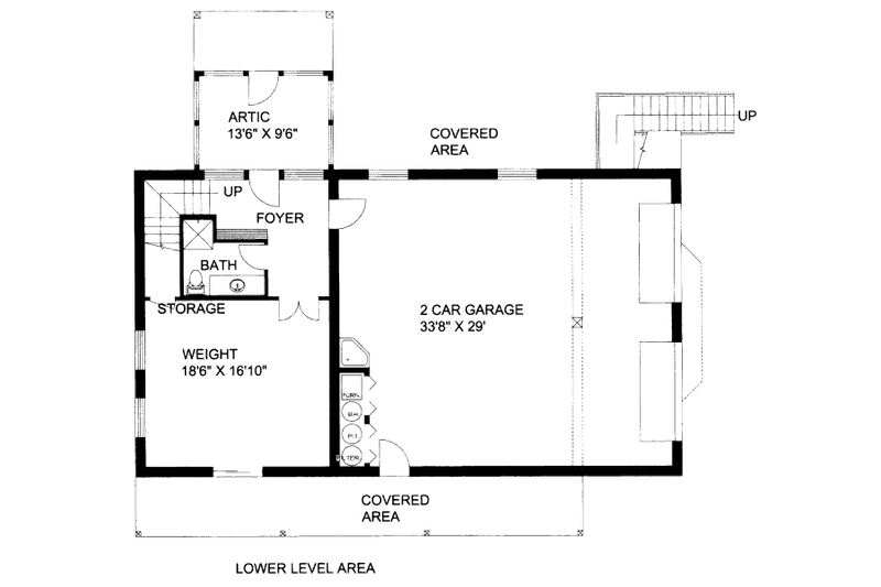 House Plan Design - Floor Plan - Lower Floor for Bungalow House Plan #117-608 - 2 bed, 1 bath