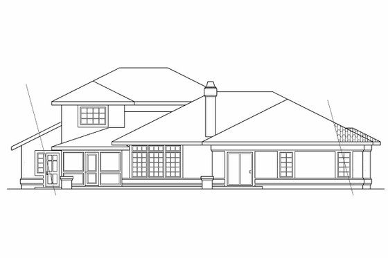 Exterior - Rear Elevation for Mediterranean House Plan #124-245 - 3 bed, 2.5 bath