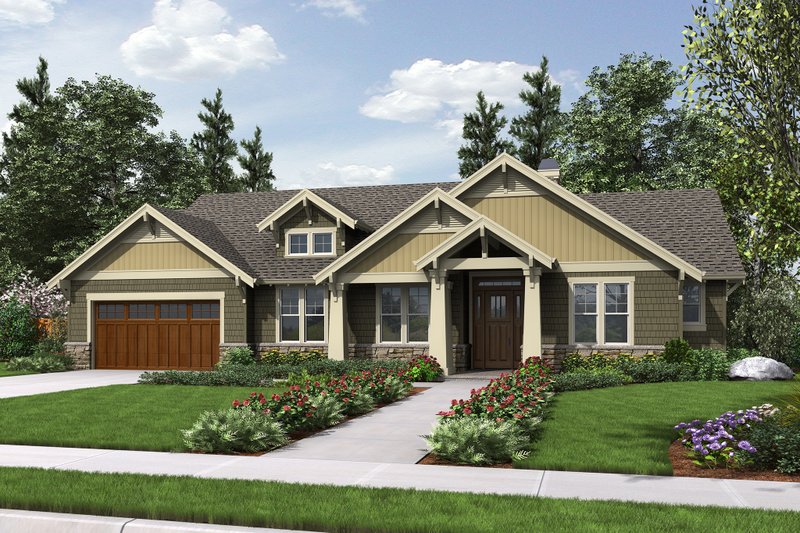 Craftsman Style House Plan - 3 Beds 2 Baths 1868 Sq/Ft Plan #48-659