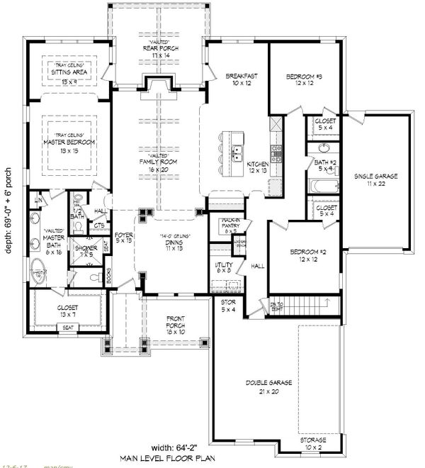 Ranch Floor Plan - Main Floor Plan #932-353