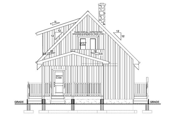 Exterior - Rear Elevation for Cabin House Plan #126-181 - 2 bed, 2 bath