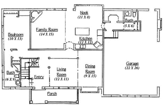 Floor Plan - Main Floor for Country House Plan #5-187 - 4 bed, 3.5 bath