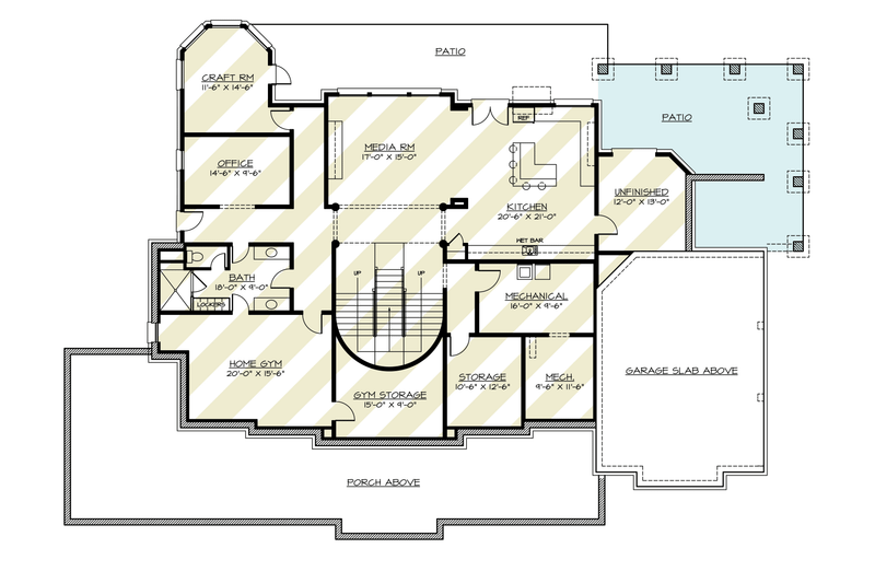 Architectural House Design - Floor Plan - Lower Floor for Farmhouse House Plan #119-454 - 3 bed, 3.5 bath