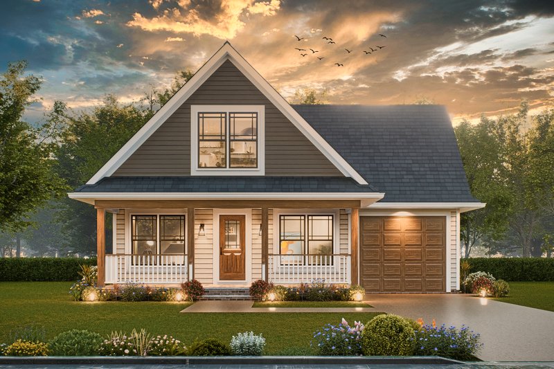 House Blueprint - Exterior - Front Elevation 3 for Farmhouse House Plan #54-627 - 3 bed, 2 bath