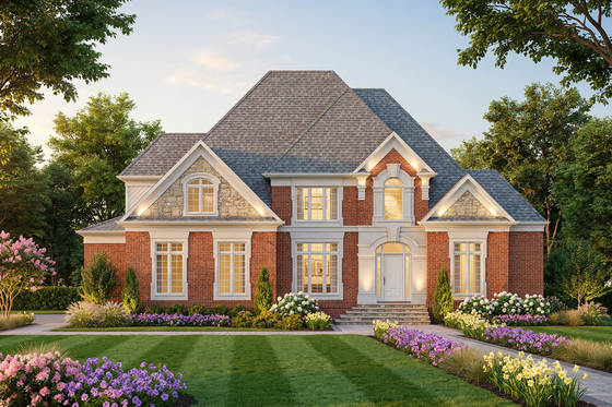 Exterior - Front Elevation 4 for European House Plan #119-349 - 4 bed, 3 bath