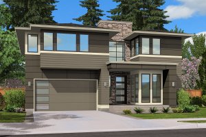 Exterior - Front Elevation 3 for Modern House Plan #132-225 - 4 bed, 3 bath