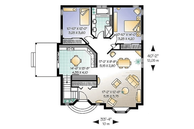 Home Plan - Floor Plan - Main Floor for Cottage House Plan #23-599 - 2 bed, 1 bath