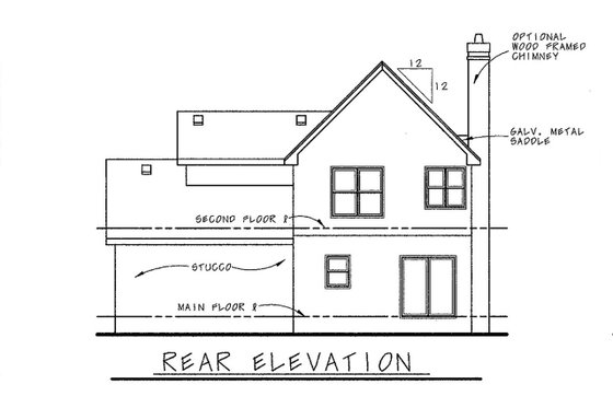 Exterior - Rear Elevation for Tudor House Plan #20-1223 - 3 bed, 2.5 bath
