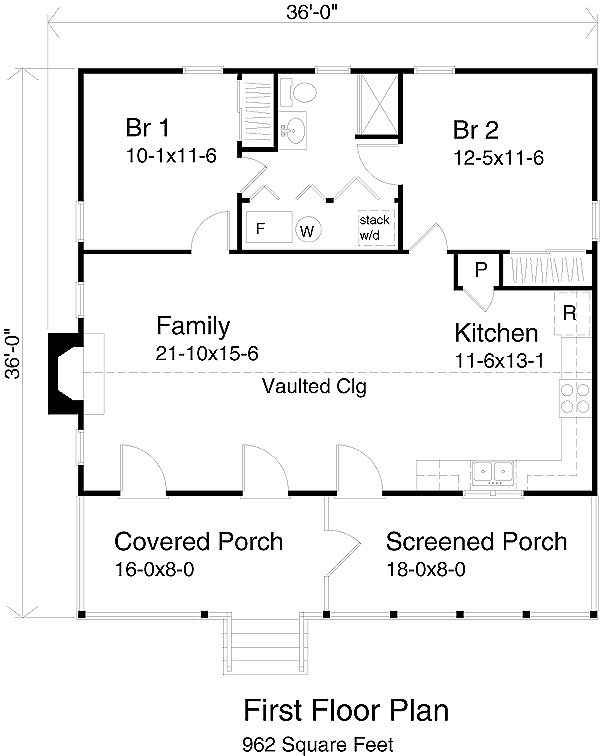 Home Plan - Cabin Floor Plan - Main Floor Plan #22-116