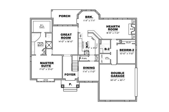 Floor Plan - Main Floor for European House Plan #34-236 - 4 bed, 3 bath