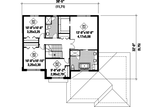 Floor Plan - Upper Floor for Contemporary House Plan #25-4282 - 4 bed, 2 bath