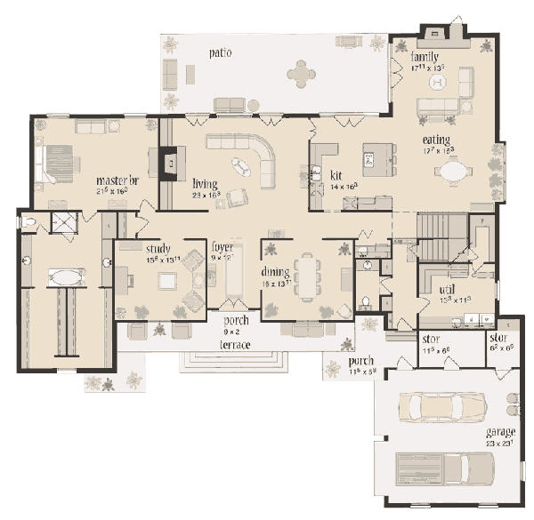 Dream House Plan - European Floor Plan - Main Floor Plan #36-246