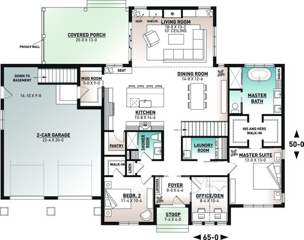 Architectural House Design - Farmhouse Floor Plan - Main Floor Plan #23-2737