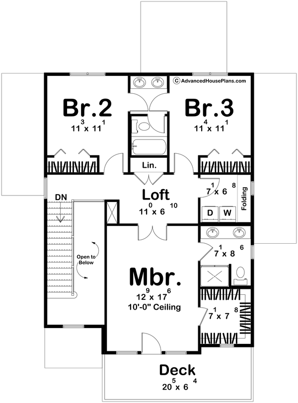 House Blueprint - Mediterranean Floor Plan - Upper Floor Plan #455-601