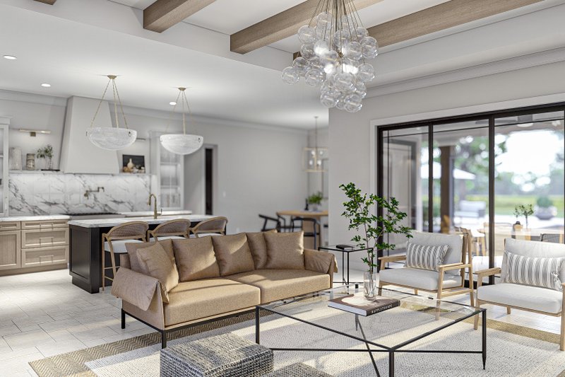 House Blueprint - Interior - Family Room 1 for Mediterranean House Plan #455-633 - 3 bed, 2.5 bath