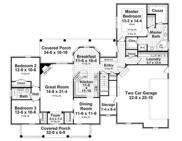 House Blueprint - Country Floor Plan - Main Floor Plan #21-566