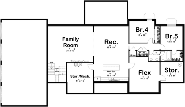 House Blueprint - Floor Plan - Lower Floor for Modern House Plan #455-771 - 3 bed, 2.5 bath