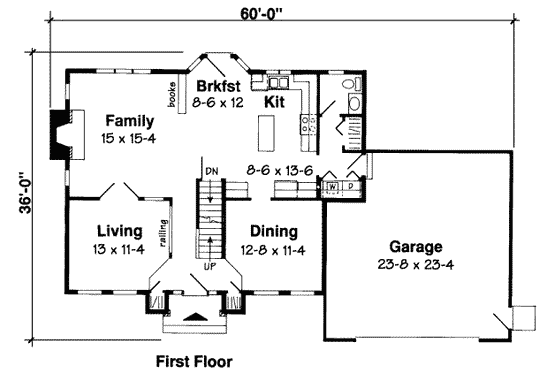 Floor Plan - Main Floor for Traditional House Plan #312-387 - 4 bed, 2.5 bath