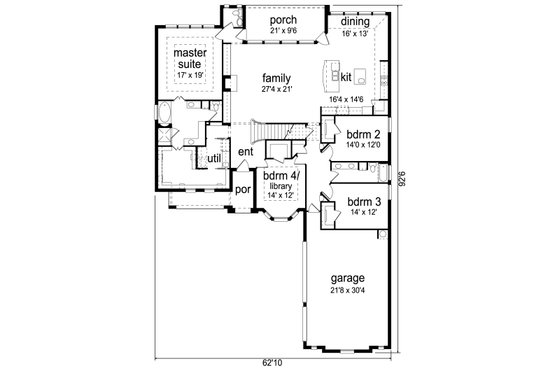 Floor Plan - Main Floor for Tudor House Plan #84-613 - 4 bed, 3.5 bath