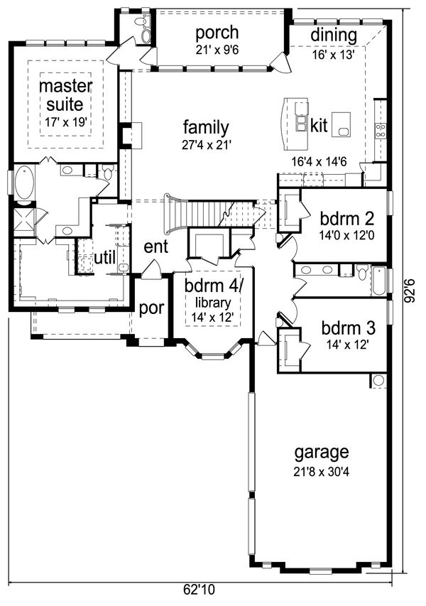 House Plan Design - Tudor Floor Plan - Main Floor Plan #84-613