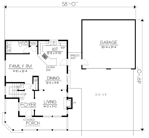 Farmhouse Floor Plan - Main Floor Plan #100-469