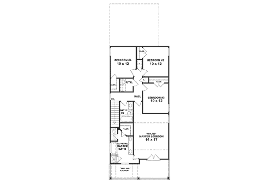 Floor Plan - Upper Floor for Southern House Plan #81-118 - 4 bed, 2.5 bath