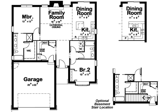 Floor Plan - Main Floor for European House Plan #20-1509 - 2 bed, 2 bath