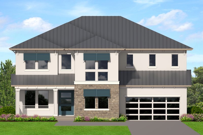 House Blueprint - Contemporary Exterior - Front Elevation Plan #1058-233