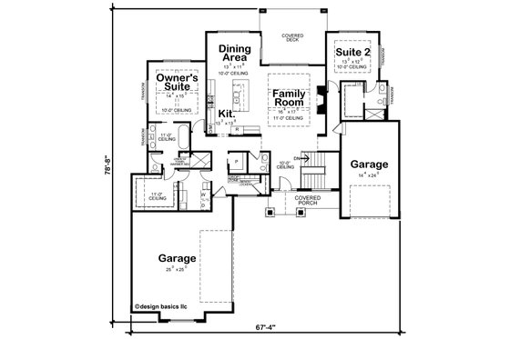 Floor Plan - Main Floor for Craftsman House Plan #20-2367 - 4 bed, 4 bath